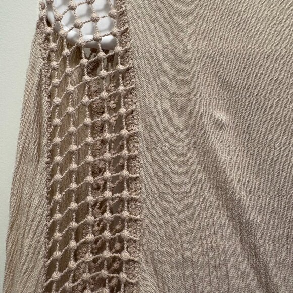 Joseph A. Beige Crochet Trim Boho Peasant Blouse Long Sleeve Top – Size M - Picture 4 of 10